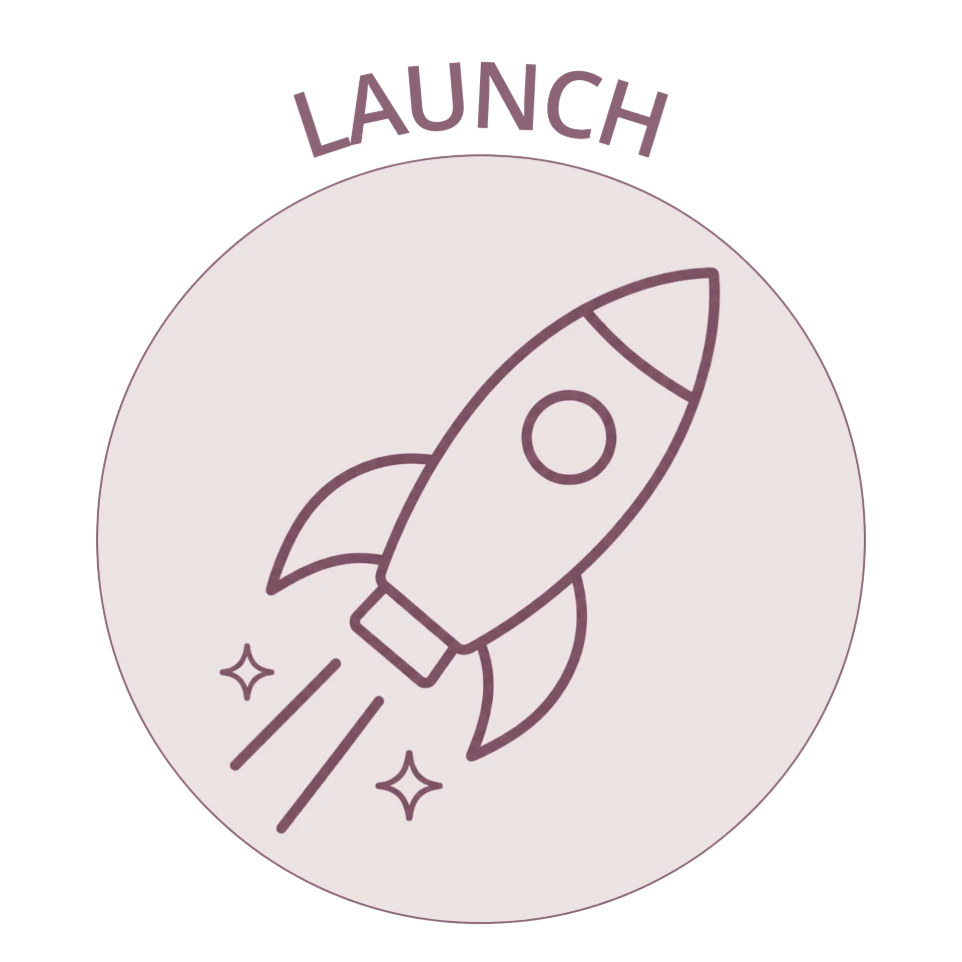 Rocket icon representing website launch and brand growth