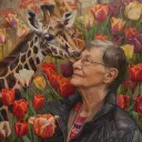 Love of giraffes and tulips